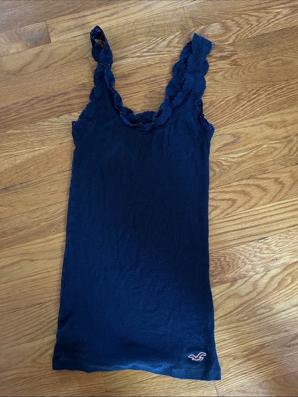 Navy Hollister Navy Lace-Trim Scoop Tank